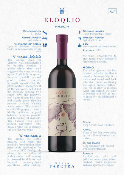 VINO ROSSO MALBECH ELOQUIO - 75CL - MARIA FARETRA